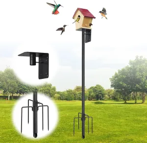 Bird House Pole,74 Inch Heavy Duty Bird Feeder Pole Mount Kit for Outdoors, 5-Prong Base, Splicing Adjustable Feeding Stand Station for Birds Watching,Weather Station (Bird House Not Included)
