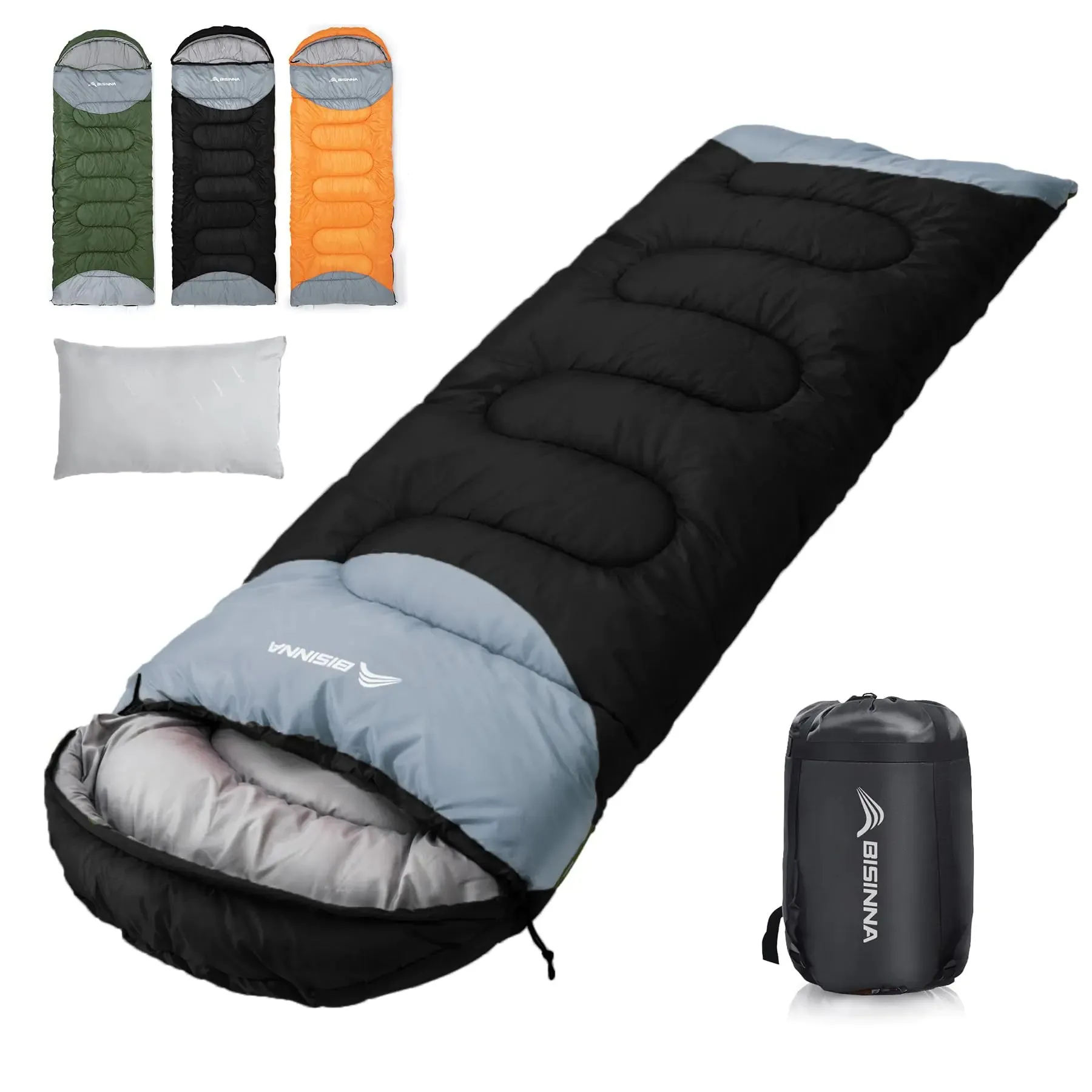 BISINNA 0 Degree Winter Sleeping Bags(480GSM) for Adults-Cold Weather Camping Sleeping Bag-Comfortable Warm Portable Sleeping Bags with Pillow Compression Sack for Backpacking Hiking Outdoor