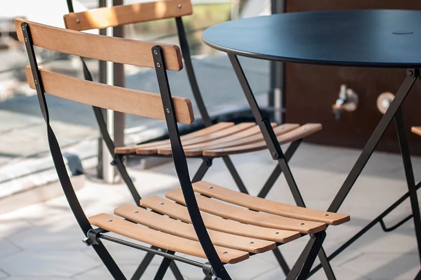 Bistro folding chair with beechwood slats liquorice