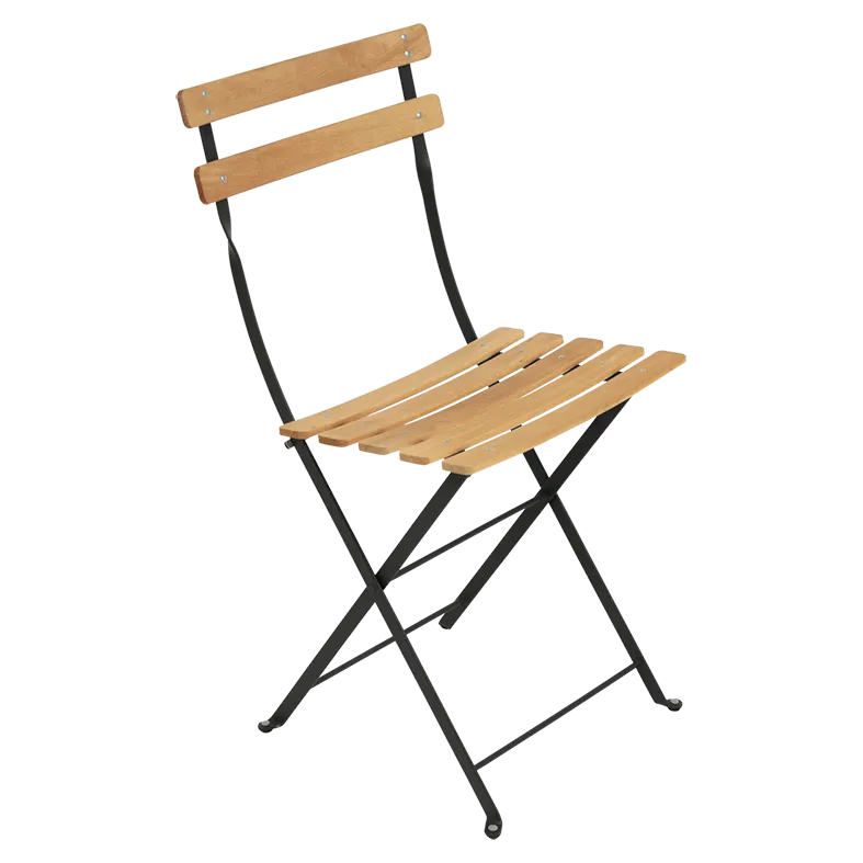 Bistro folding chair with beechwood slats liquorice