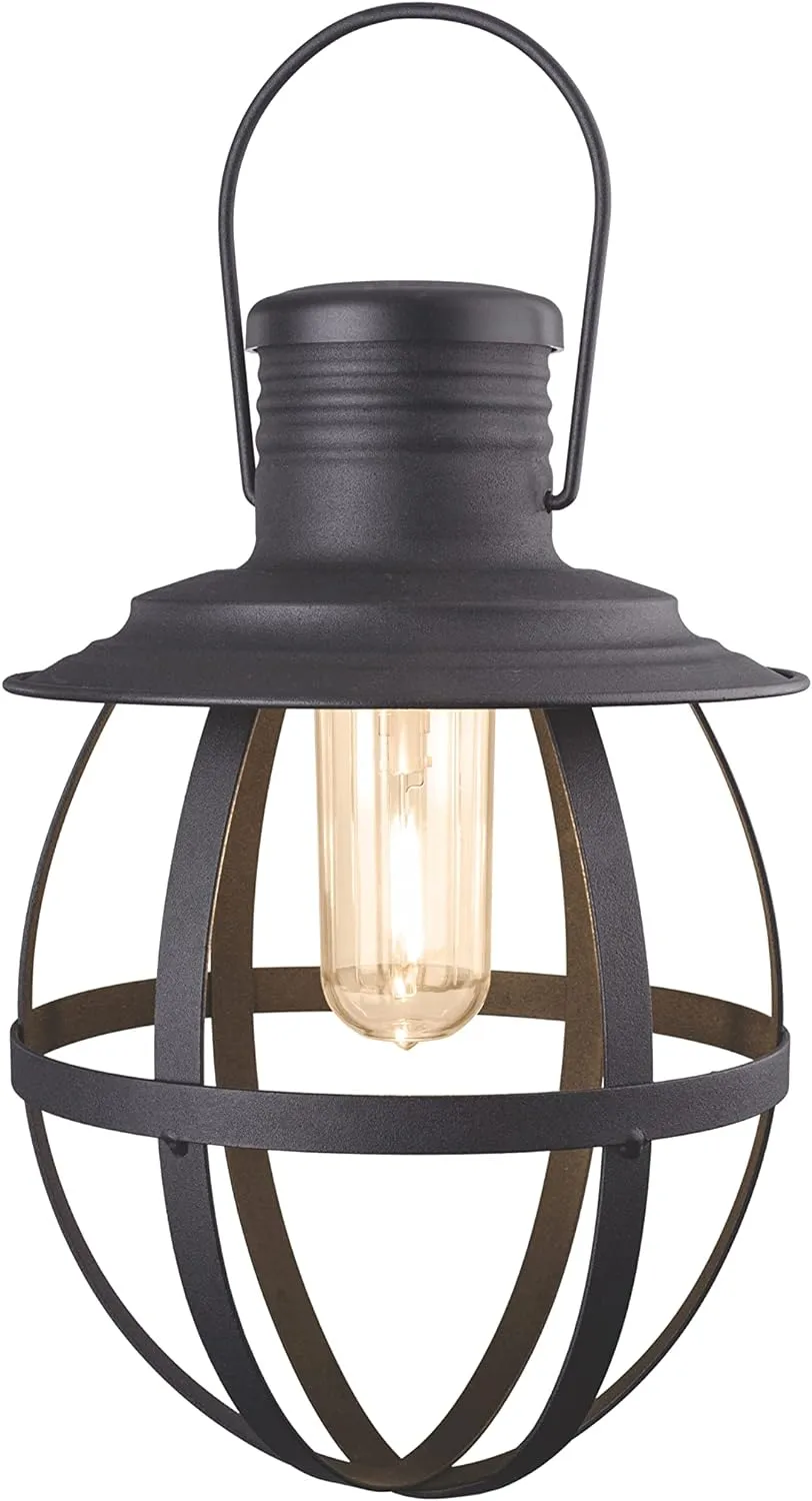 BL840-2 Battery Powered Outdoor 11.5 inch Decorative LED Metal Hanging Lantern with Your Choice of 4, 6 or 8 Hour Automatic Timer, Black…