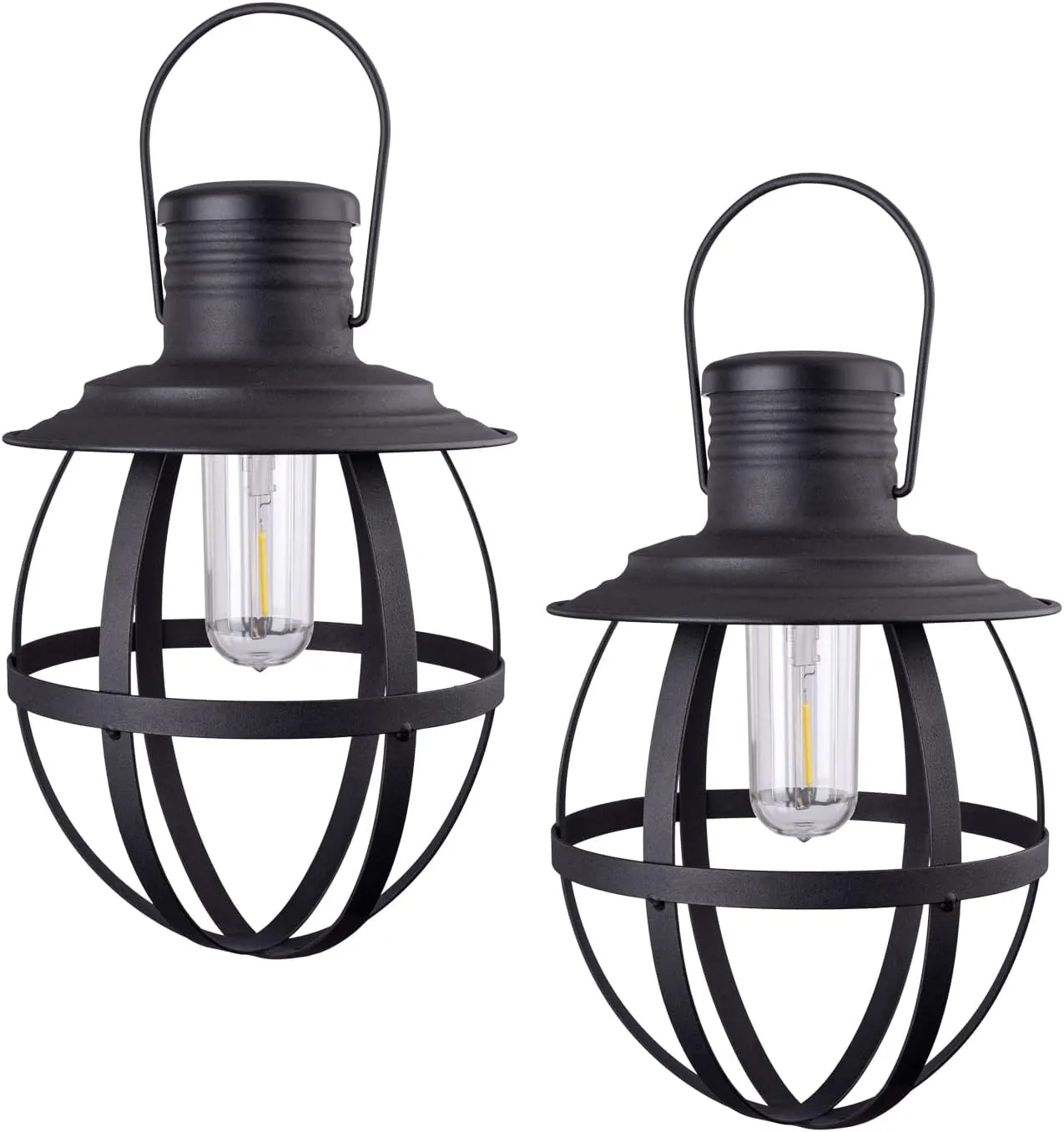 BL840-2 Battery Powered Outdoor 11.5 inch Decorative LED Metal Hanging Lantern with Your Choice of 4, 6 or 8 Hour Automatic Timer, Black…