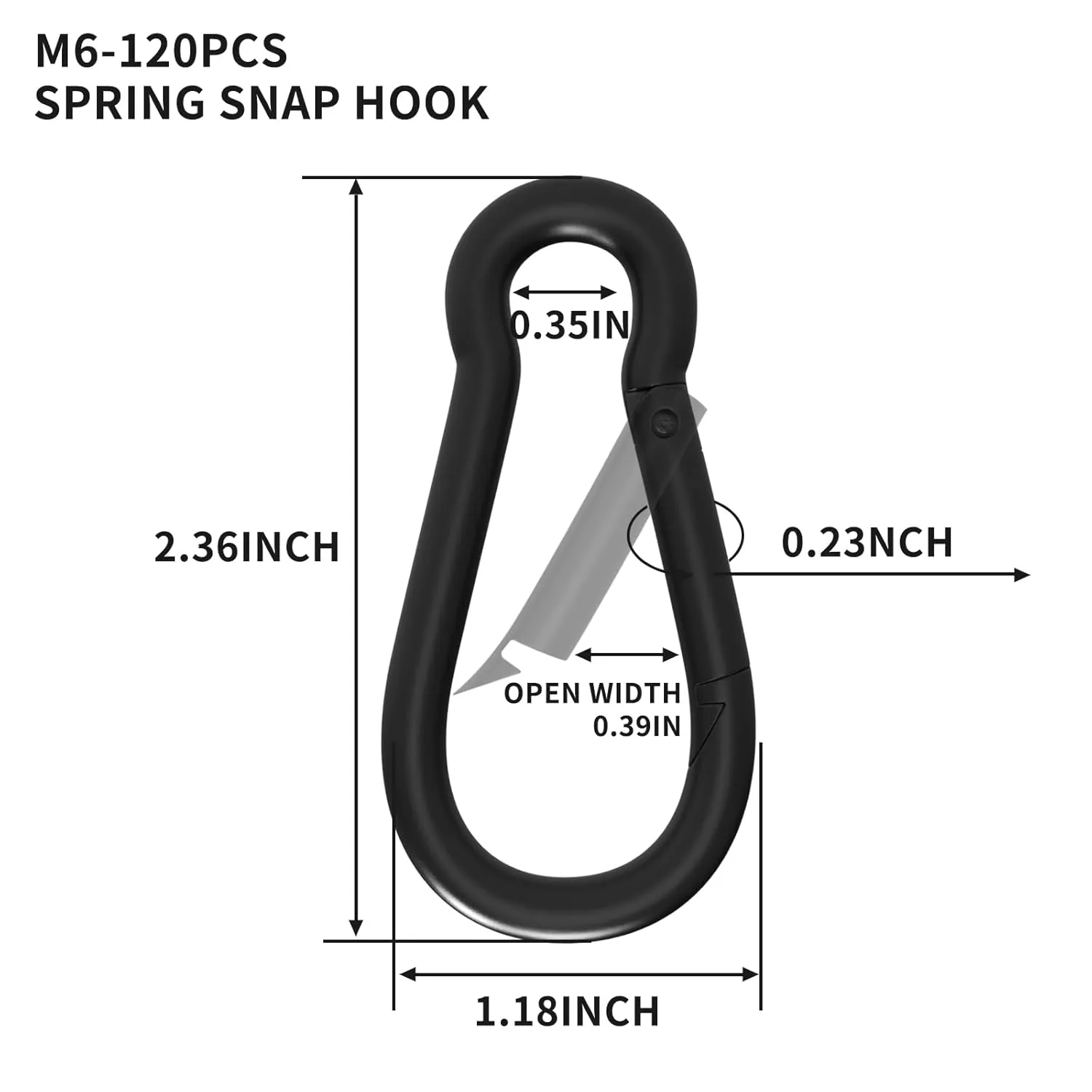 Black Carabiner Clips 2.36IN Spring Snap Hooks M6 120PCS Small Carabiners Galvanized Steel Quick Links Caribiniers for Outdoor Hiking Camping Hammocks Dog Leashes Backpack Snaps
