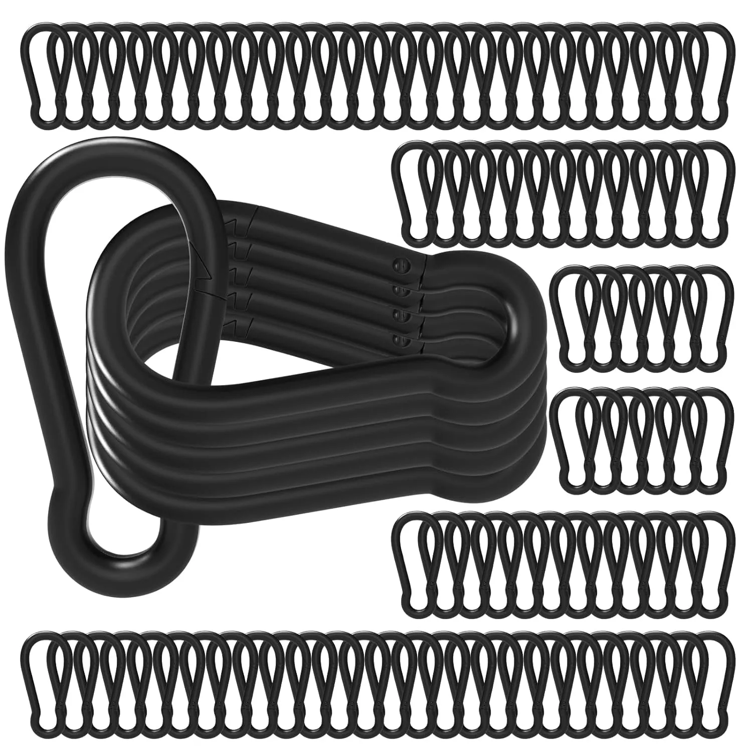 Black Carabiner Clips 2.36IN Spring Snap Hooks M6 120PCS Small Carabiners Galvanized Steel Quick Links Caribiniers for Outdoor Hiking Camping Hammocks Dog Leashes Backpack Snaps
