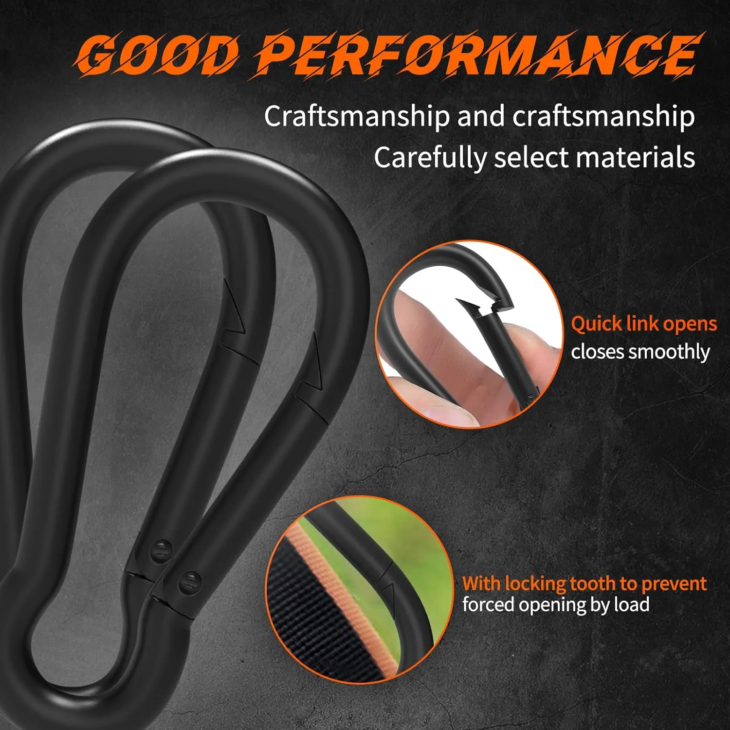 Black Carabiner Clips 2.36IN Spring Snap Hooks M6 120PCS Small Carabiners Galvanized Steel Quick Links Caribiniers for Outdoor Hiking Camping Hammocks Dog Leashes Backpack Snaps