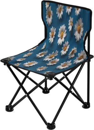 Blue Daisies Portable Outdoor Folding Chair Anti-Slip Padded Oxford Cloth Stool Camping Chair Small for Beach Hiking Fishing Gardening Quad Camp Chair