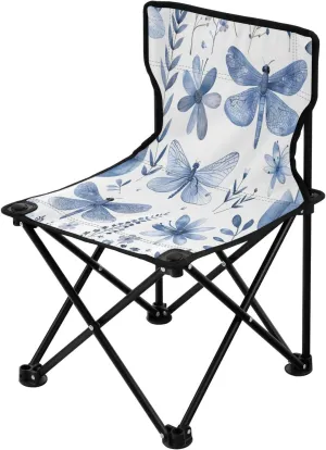 Blue Dragonfly Portable Outdoor Folding Chair Anti-Slip Padded Oxford Cloth Stool Camping Chair Small for Beach Hiking Fishing Gardening Quad Camp Chair