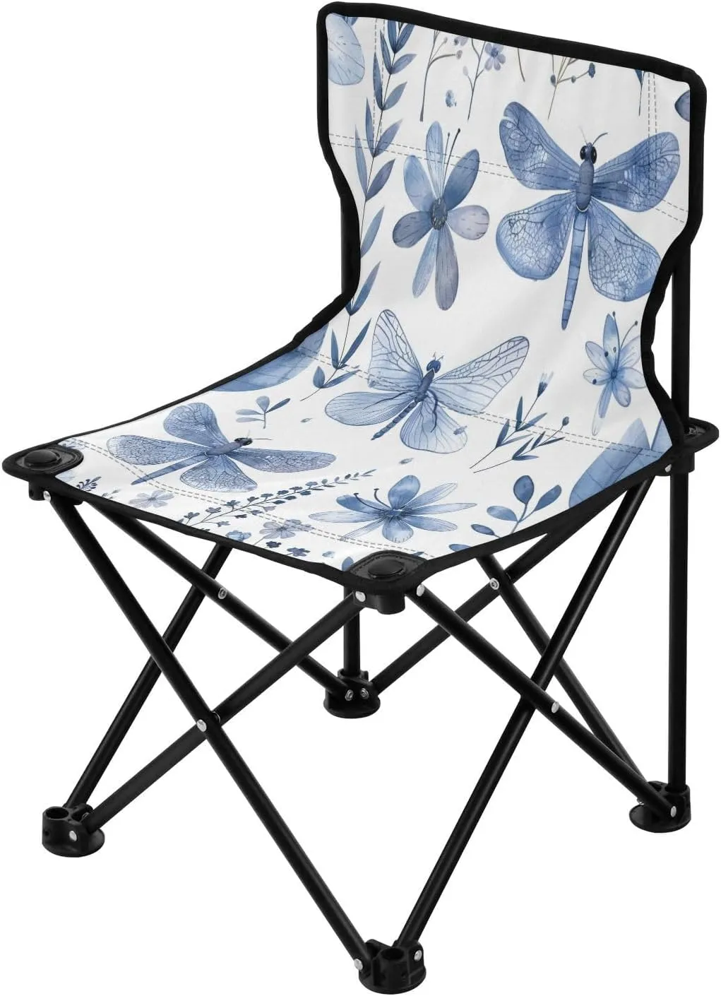 Blue Dragonfly Portable Outdoor Folding Chair Anti-Slip Padded Oxford Cloth Stool Camping Chair Small for Beach Hiking Fishing Gardening Quad Camp Chair