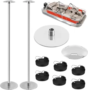 Boat Cover Support Poles 2 Pack 316 Stainless Steel Adjustable Boat Cover Support Pole System, with Aluminum Alloy Support Poles, 316 Stainless Steel Mushroom Cap and Base