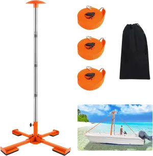Boat Cover Support Poles Heavy Duty, 16” to 59” Stainless Steel Telescoping Boat Cover Support System with Metal Cross Base, Adjustable Strap - Orange