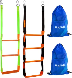 Boat Rope Ladder, 3/4Step Heavy Duty Climbing Boat Ladder for Inflatable Boats, Fishing Boats, Sailboats, Kayaks, Tree Houses, and Outdoor Activities