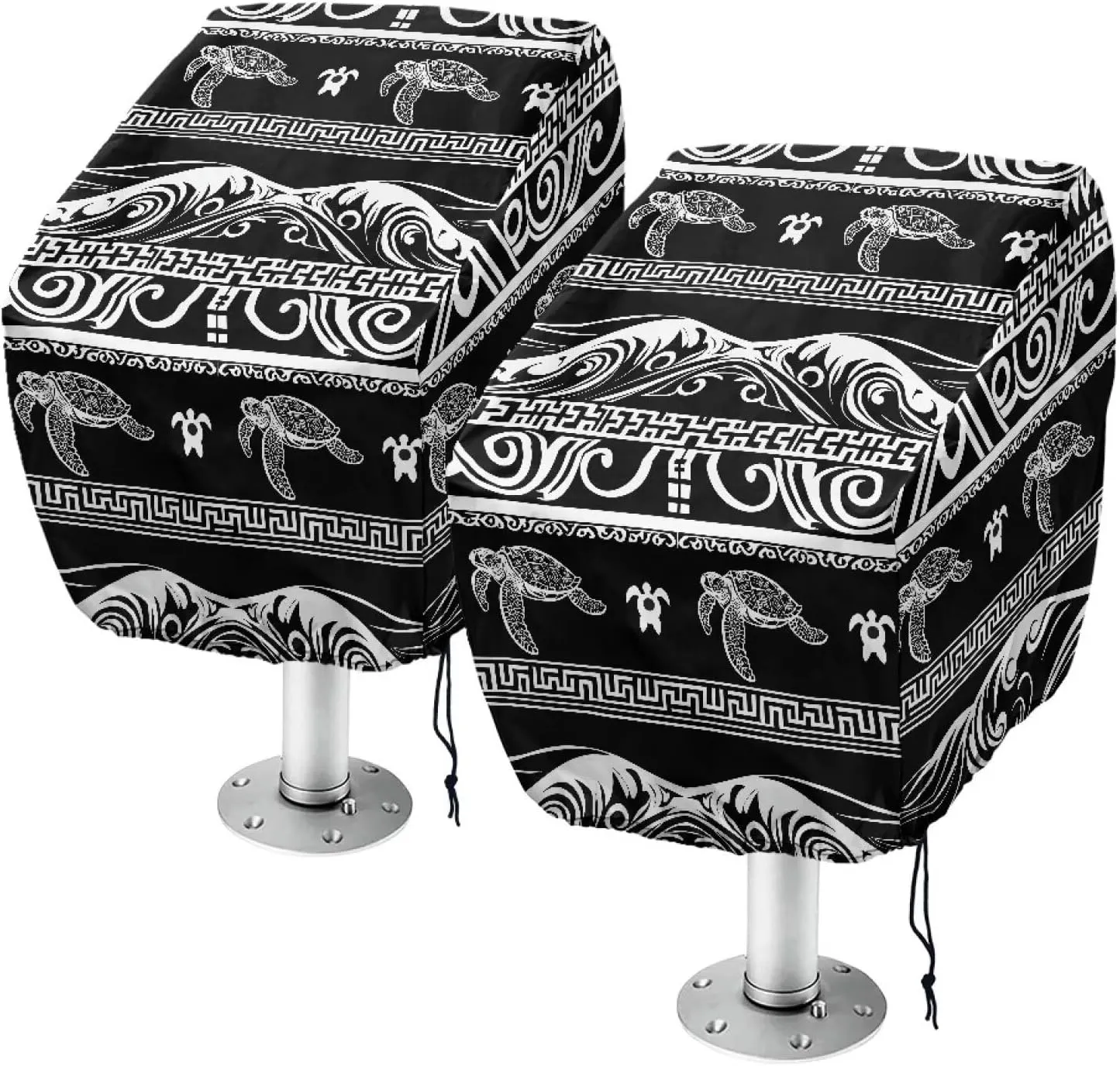 Boat Seat Cover,Waterproof Captains Chair Boat Seat Cover,Aztec Sea Turtle Pedestal Pontoon Chair Seat Cover, Full Length Protection for Your Helm Chair Cover