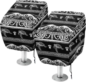 Boat Seat Cover,Waterproof Captains Chair Boat Seat Cover,Aztec Sea Turtle Pedestal Pontoon Chair Seat Cover, Full Length Protection for Your Helm Chair Cover