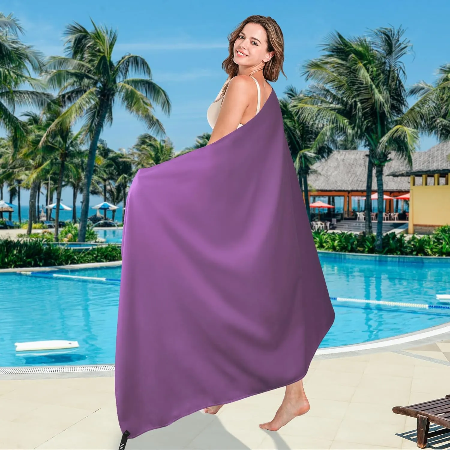 BOGI Microfiber Travel Sports Towel-Quick Dry Towel, Soft Lightweight Microfiber Camping Towel Absorbent Compact Travel Towel for Camping Gym Yoga Swimming Backpacking (XL:72''x32'' 16''x16''-Purple)
