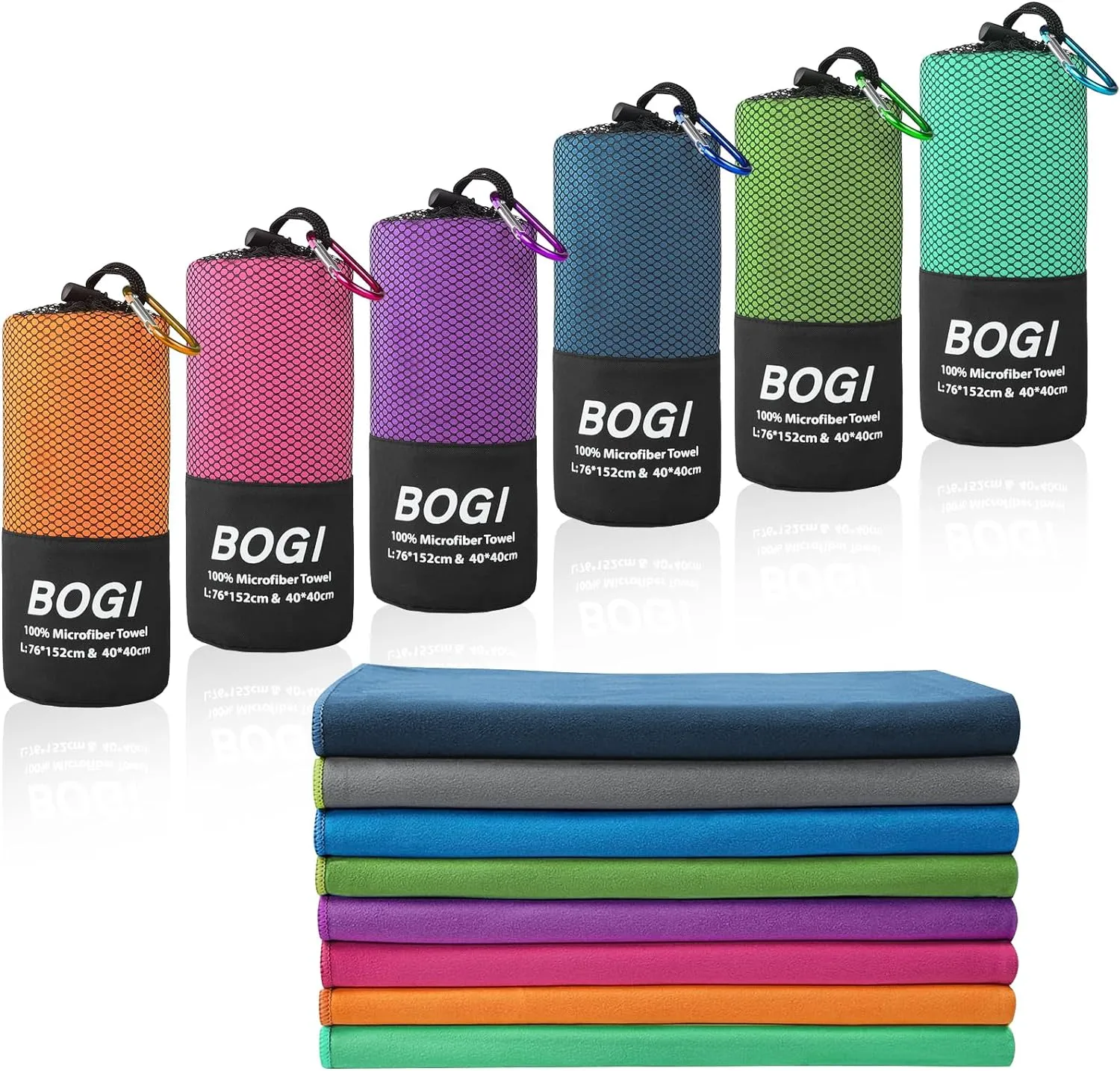 BOGI Microfiber Travel Sports Towel-Quick Dry Towel, Soft Lightweight Microfiber Camping Towel Absorbent Compact Travel Towel for Camping Gym Yoga Swimming Backpacking (XL:72''x32'' 16''x16''-Purple)