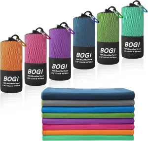 BOGI Microfiber Travel Sports Towel-Quick Dry Towel, Soft Lightweight Microfiber Camping Towel Absorbent Compact Travel Towel for Camping Gym Yoga Swimming Backpacking (XL:72''x32'' 16''x16''-Purple)