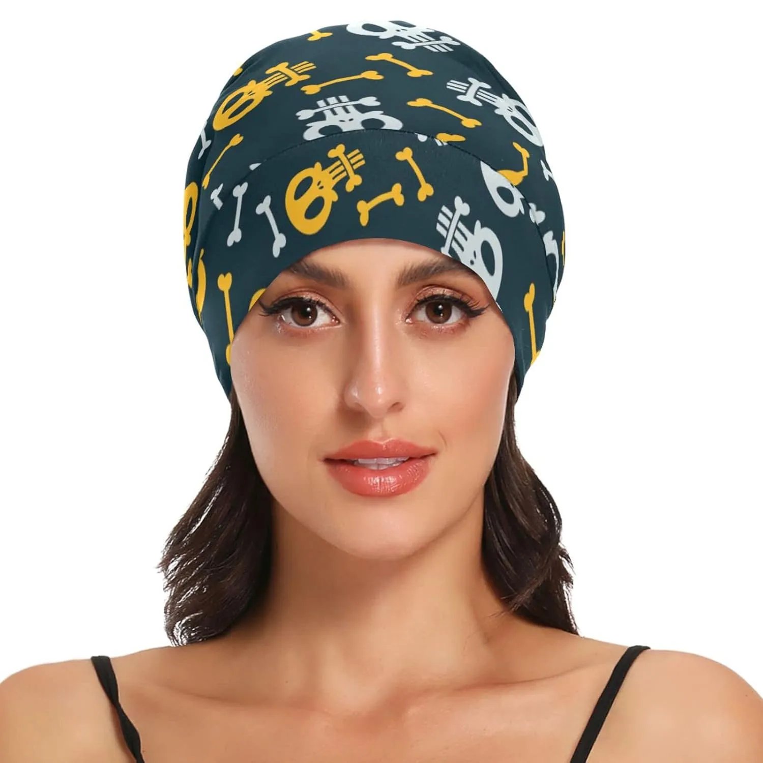 Bonnet Sleep Cap Hair Wrap Cover for Sleeping Satin Lined Head Wrap Nurse Cap Night Cap Slouchy Beanie for Men Women Skull