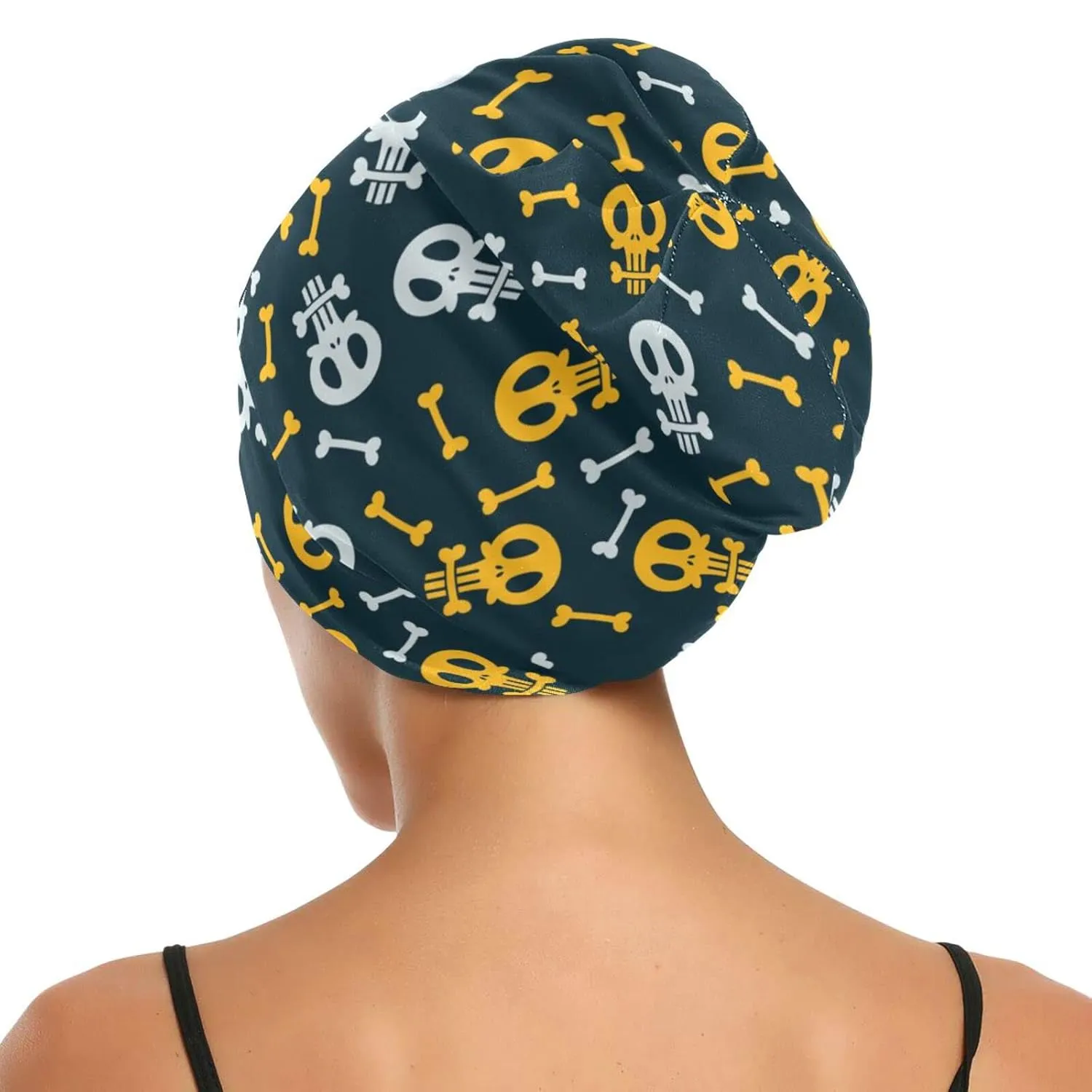 Bonnet Sleep Cap Hair Wrap Cover for Sleeping Satin Lined Head Wrap Nurse Cap Night Cap Slouchy Beanie for Men Women Skull