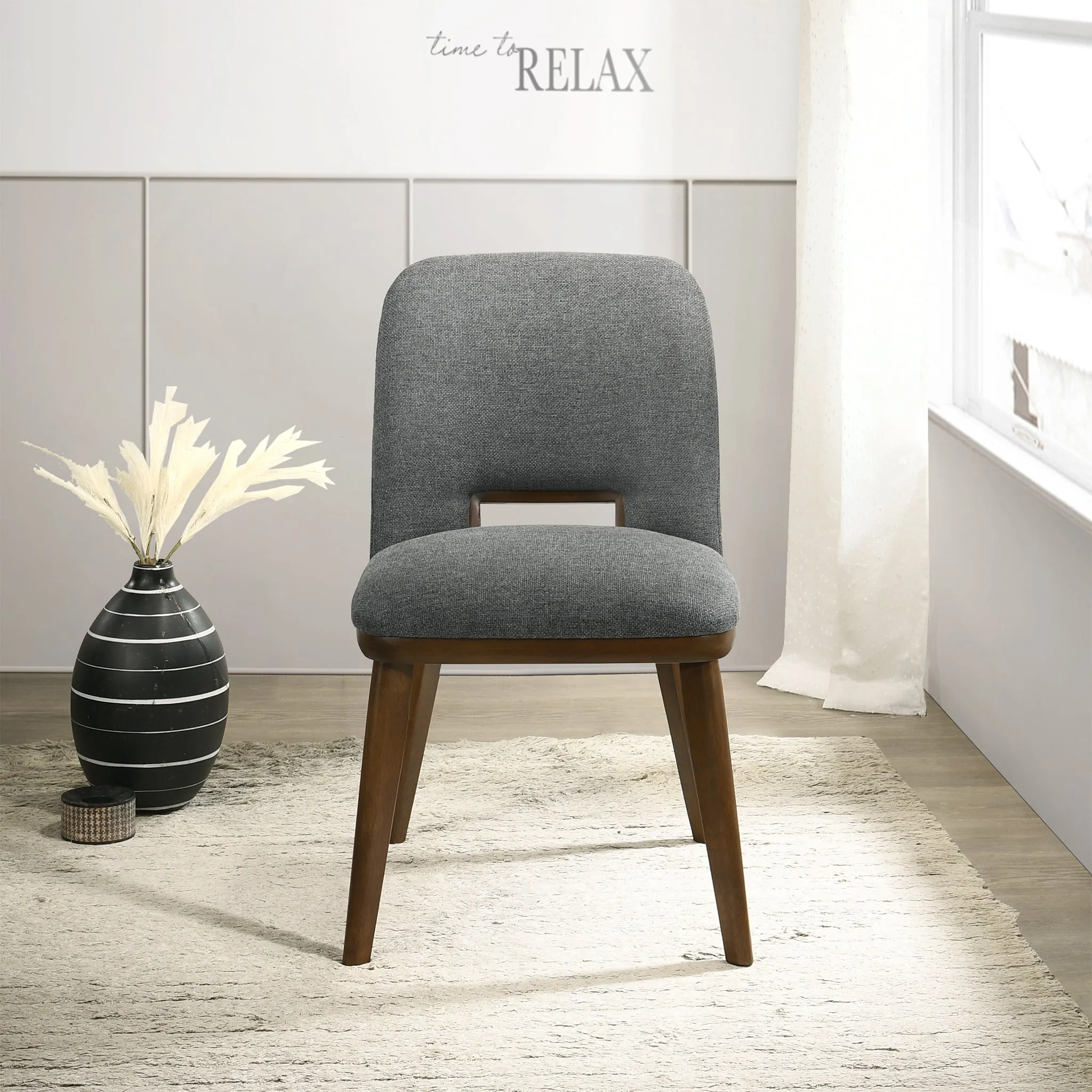 Bonney Dark Grey Fabric Dining Chair Set of 2