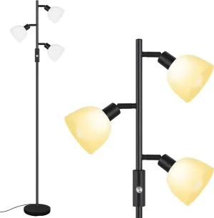 BoostArea Floor Lamp, Standing Lamp, Torchiere Floor Lamp with 3 Adjustable Rotating Lights, 3 Way Switch, 3PCs E12 4W LED Bulb Included, Metal Pole Lamps for Living Room, Bedroom, Home, Office