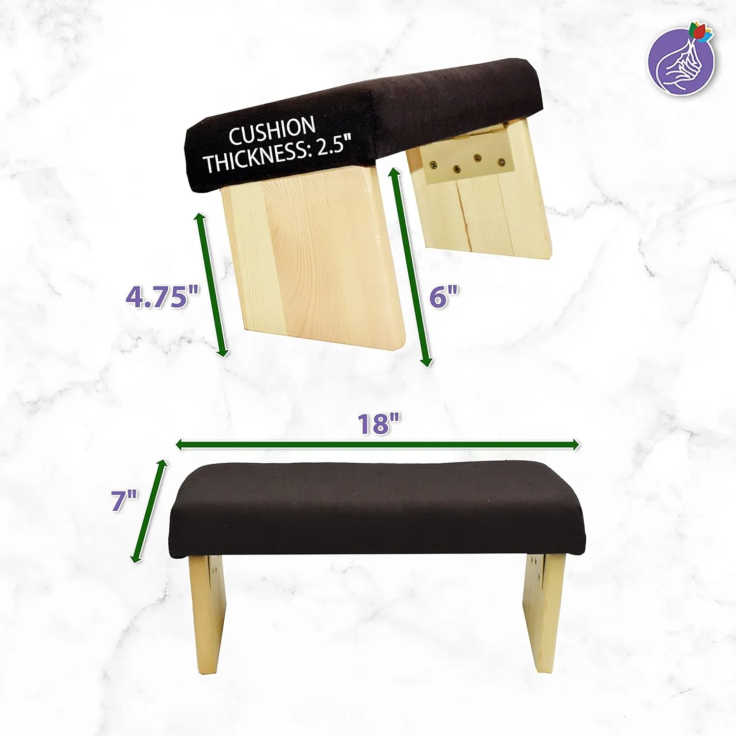 Brown Foldable Meditation Chair - Zen Yoga Bench Kneeling Stool - Wooden Meditation Stool with Cushion - Prayer Kneeler Seiza Seat