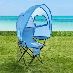 BrylaneHome Outdoor Oversized Canopy Tent Camp Chair Shade Folding Cupholder Zip Windows Storage Carrying Case Beach Yard Trip- Weight Capacity 350LB - Pool