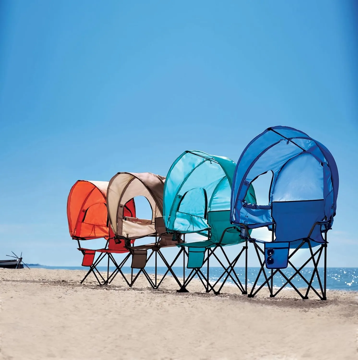 BrylaneHome Outdoor Oversized Canopy Tent Camp Chair Shade Folding Cupholder Zip Windows Storage Carrying Case Beach Yard Trip- Weight Capacity 350LB - Pool