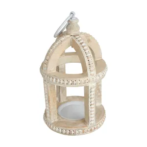BRYONY MANGO WOOD LANTERN 28 X 16CM CREAM