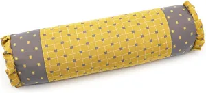 Buckwheat Hulls Roll Cylinder Pillow, Round Cervical with Removable Washable Cotton Cover, Lumbar Hard Bolster Pillow for Head, Neck, Back, and Legs Support (16x4 Inch, Yellow)