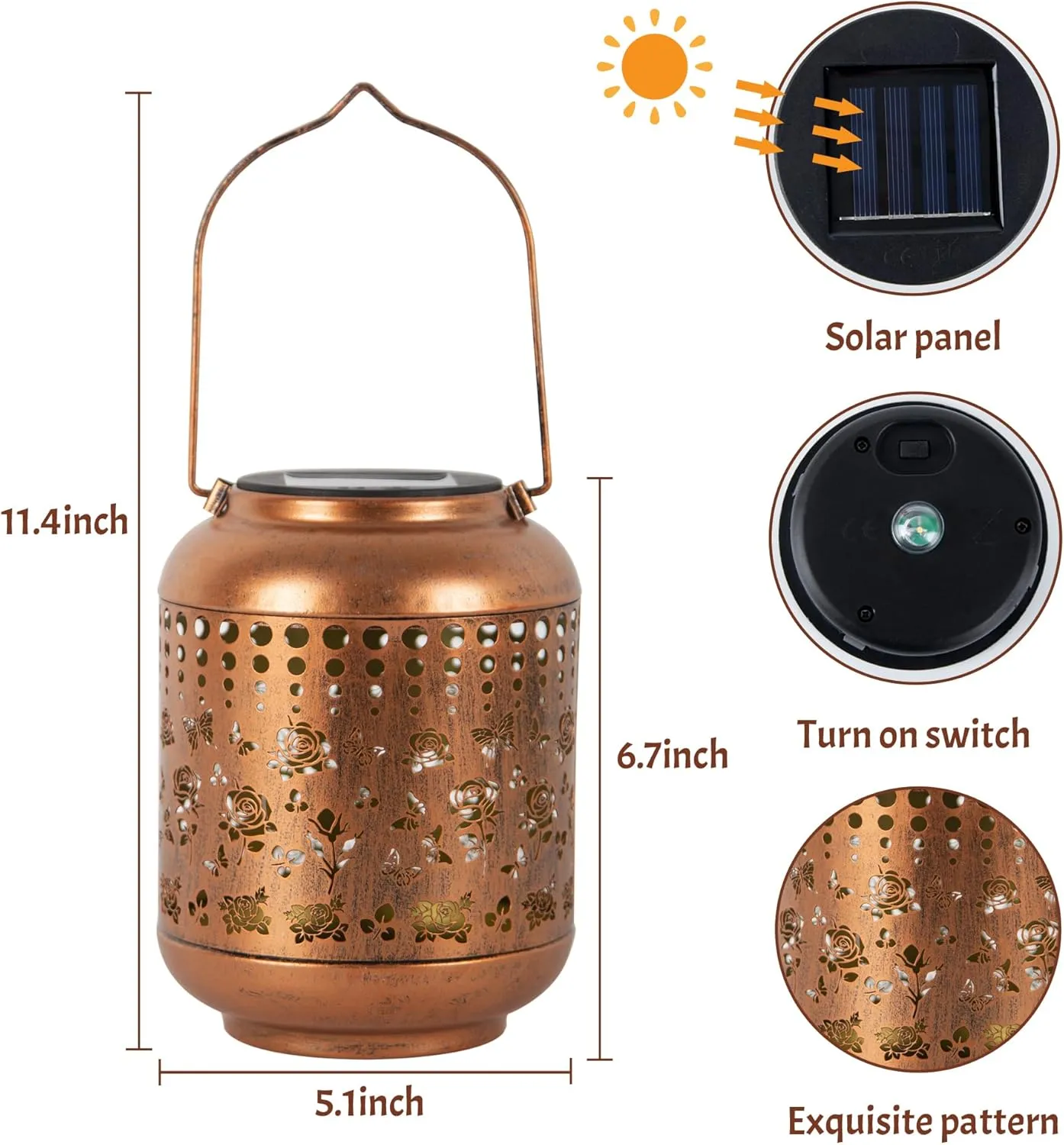 Butterfly Solar Lanterns Outdoor Waterproof, Butterfly Gifts for Women Grandma Mom, Hanging Rose Solar Lights for Garden Decor