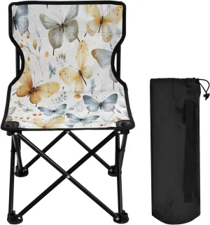 Butterfly Wildflower Portable Outdoor Folding Chair Anti-Slip Padded Oxford Cloth Stool Camping Chair Small for Beach Hiking Fishing Gardening Quad Camp Chair