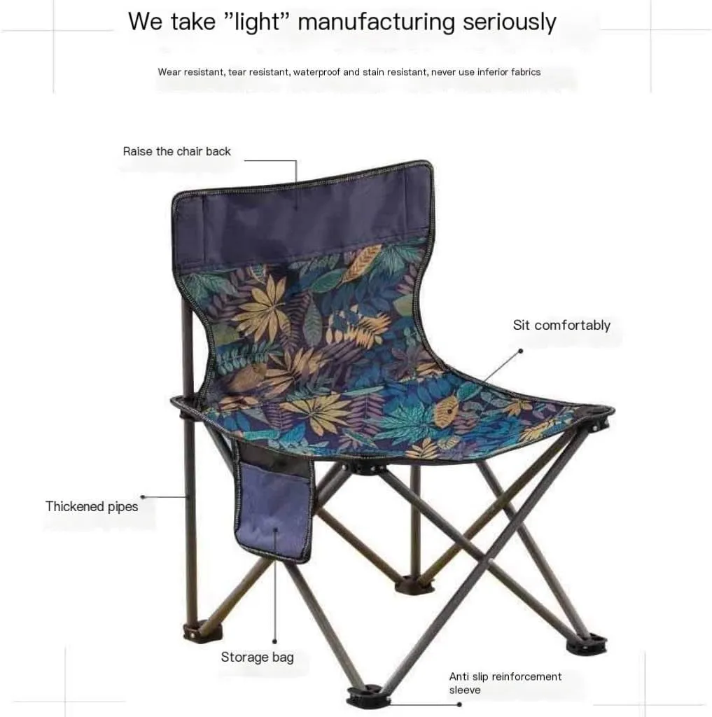 Camp Stool Camping Folding Moon Chair Chair Outdoor Portable High Back Chair Home Dining Table Night Market Stall Camping Stool(W)