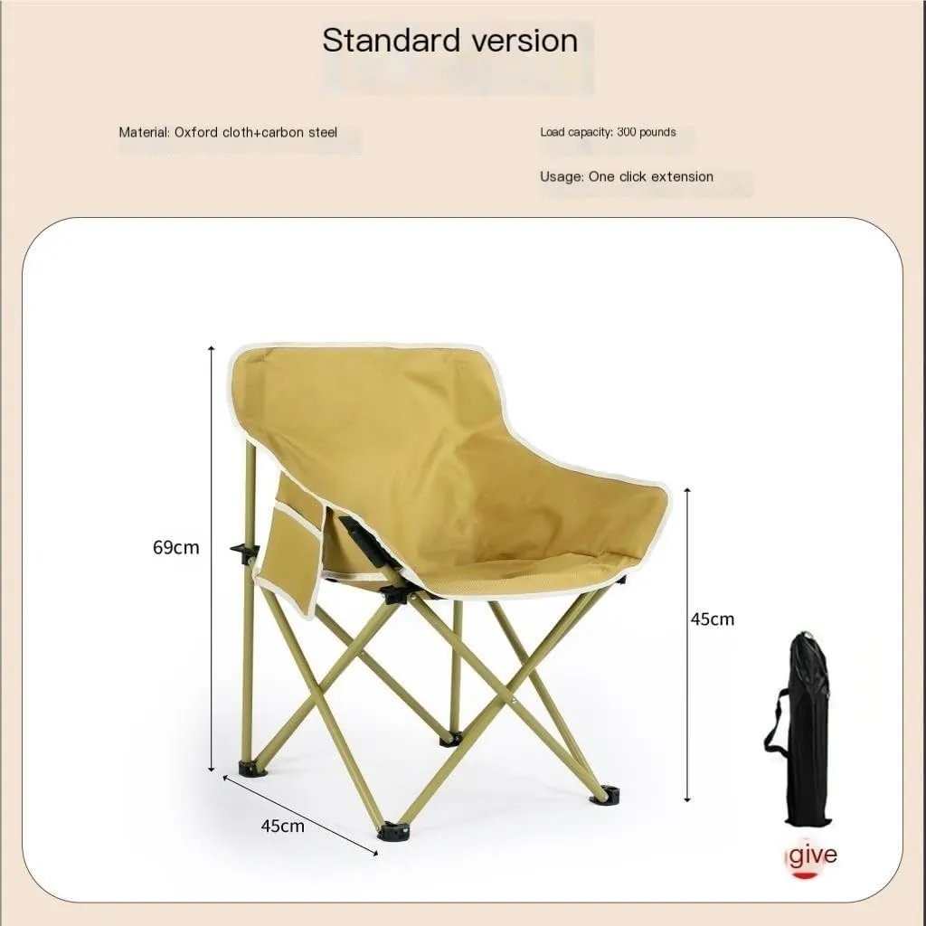Camp Stool Camping Folding Moon Chair Chair Outdoor Portable High Back Chair Home Dining Table Night Market Stall Camping Stool(W)