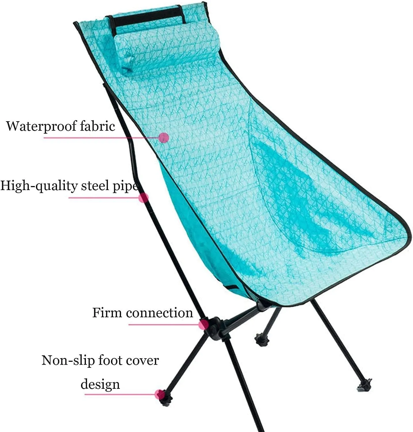 Camping Chair Beach Recliner Fishing Folding Chair Outdoor Oxford Cloth Backrest Leisure Recliner for Hiking Lawn Folding Chair (Blue One Size)