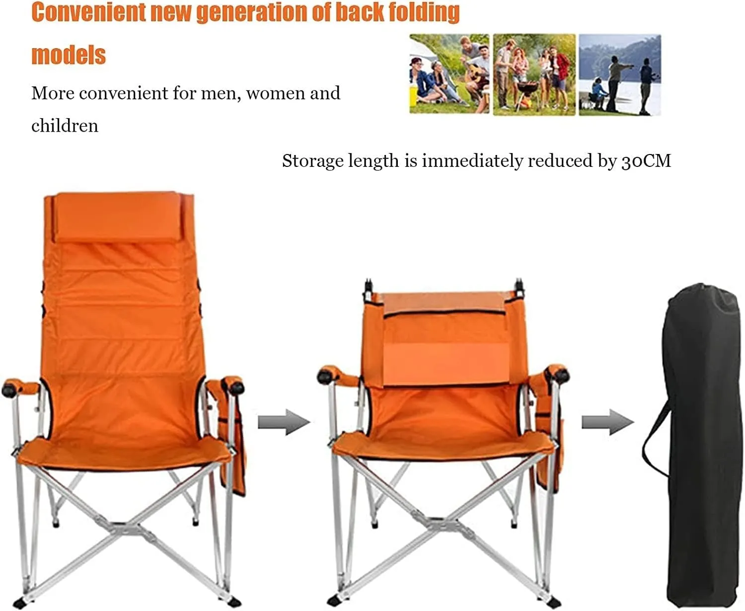 Camping Chair Camp Chair Fishing Chair with Foldable Backrest Camping Ultralight Aluminum Tube Seat Stool with Soft Armrest Outdoor Break Recliner Folding Chairs Outdoor,Bruin