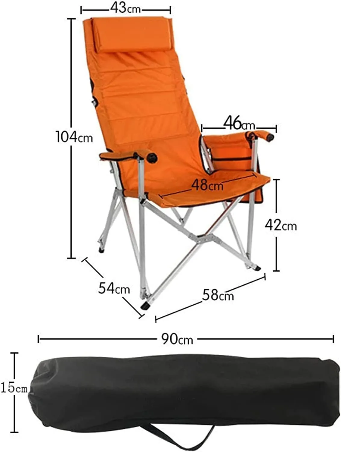 Camping Chair Camp Chair Fishing Chair with Foldable Backrest Camping Ultralight Aluminum Tube Seat Stool with Soft Armrest Outdoor Break Recliner Folding Chairs Outdoor,Bruin