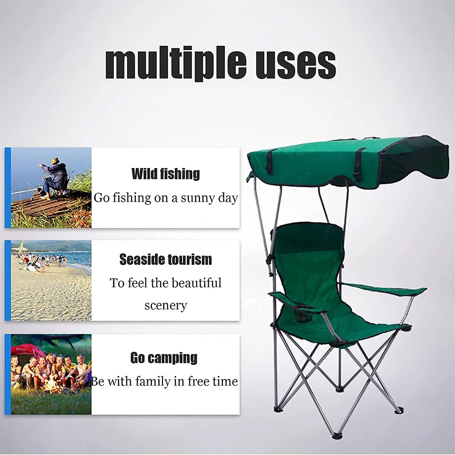Camping Chair Fishing Chair Folding Chairs Camping Camping Chair With Shade Canopy Chair, Folding Recliner, Adjustable Outdoor Beach Lightweight Sunshade Folding Chairs Lawn Chairs Outside ( Color : A
