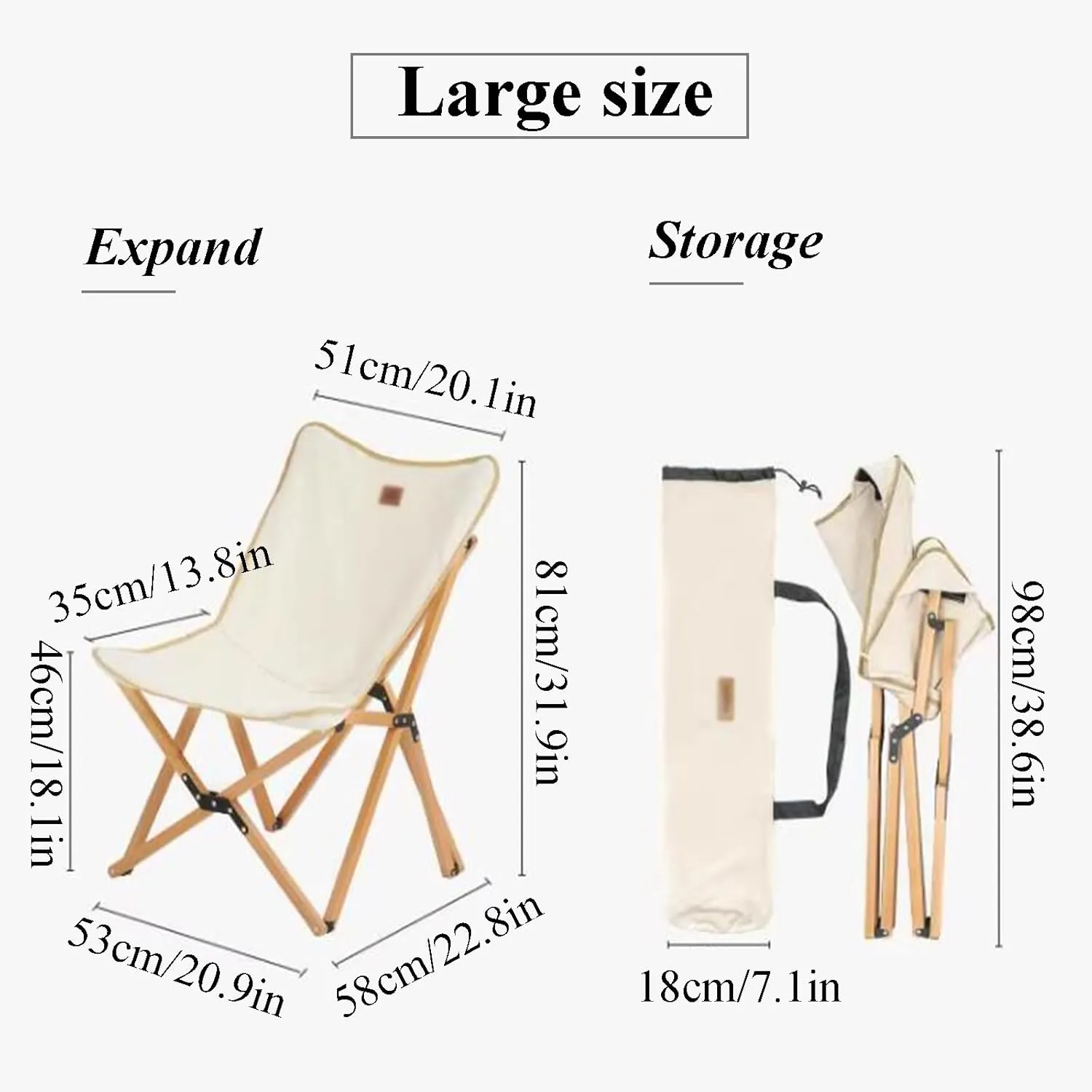 Camping Chairs for Adults Wooden Chair e Picnic Chairs Folding Camp Chair Lightweight with Mesh Pocket & Carrying Bag