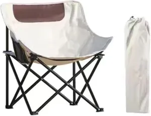 Camping Directors Chair, Heavy Duty, Portable Folding Chair with Pocket for Beach, Fishing, Trip, Picnic, Lawn, Concert Outdoor Foldable Camp Chairs, 120KG Support, Beige