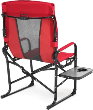 Camping Directors Chair, Heavy Duty,Oversized Portable Folding Chair with Side Table, Pocket for Beach, Fishing,Trip,Picnic,Lawn Blue (Red   Steel)