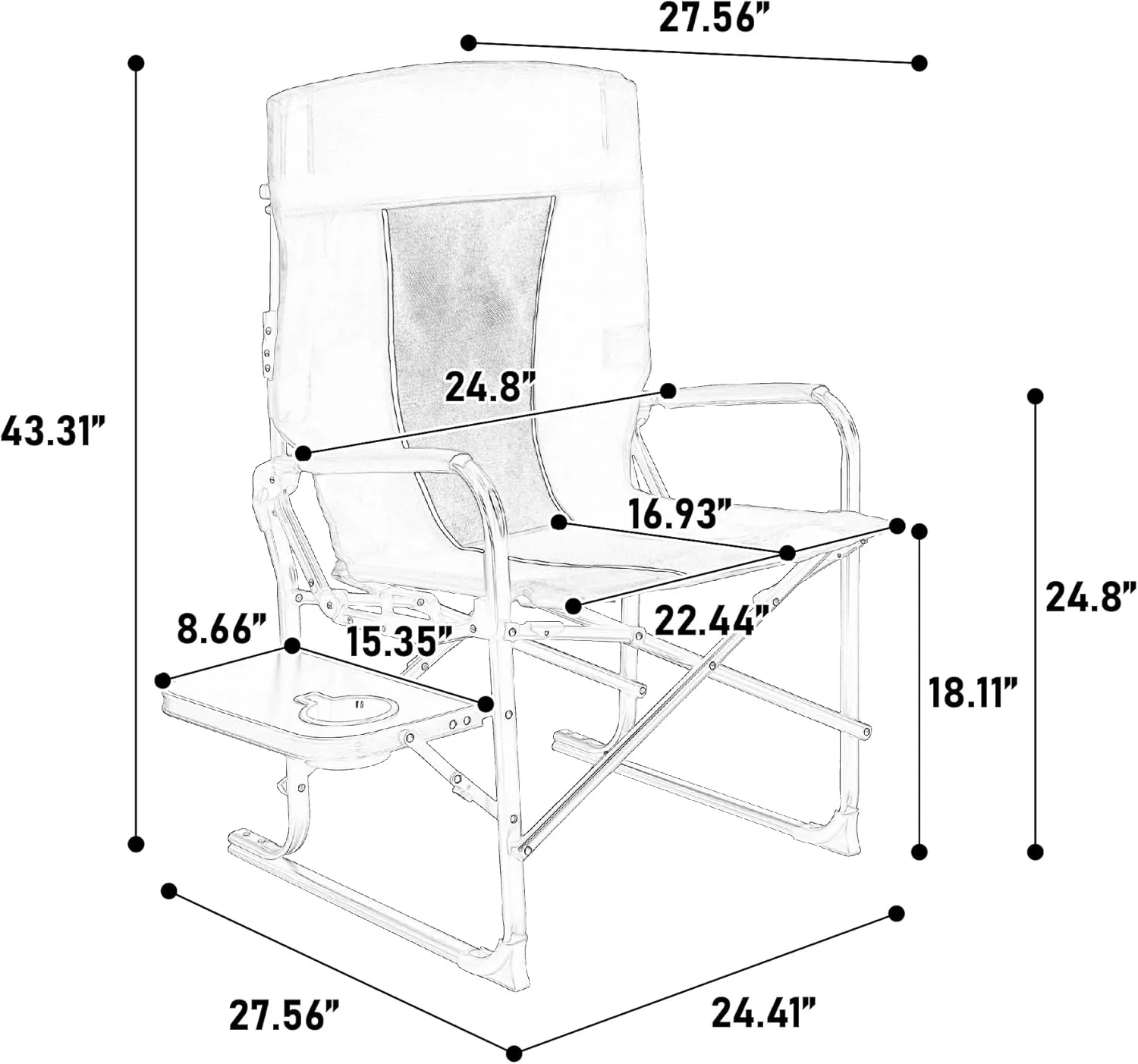 Camping Directors Chair, Heavy Duty,Oversized Portable Folding Chair with Side Table, Pocket for Beach, Fishing,Trip,Picnic,Lawn Blue (Red   Steel)