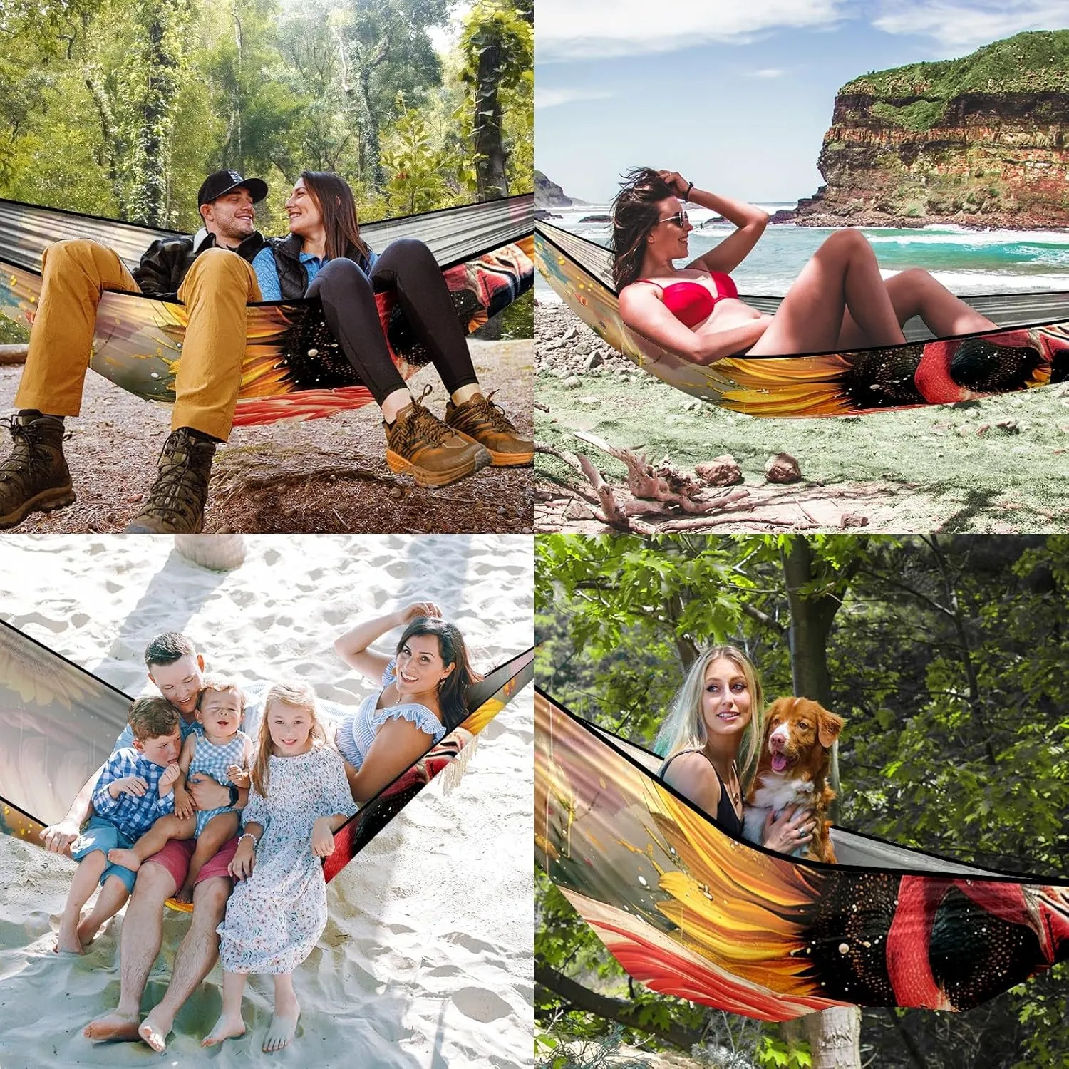 Camping Hammock Double & Single Portable Hammocks with 2 Tree Straps, Great for Hiking,Backpacking,Hunting,Outdoor,Beach,Camping, Flamingo (44)