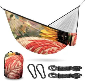 Camping Hammock Double & Single Portable Hammocks with 2 Tree Straps, Great for Hiking,Backpacking,Hunting,Outdoor,Beach,Camping, Flamingo (44)