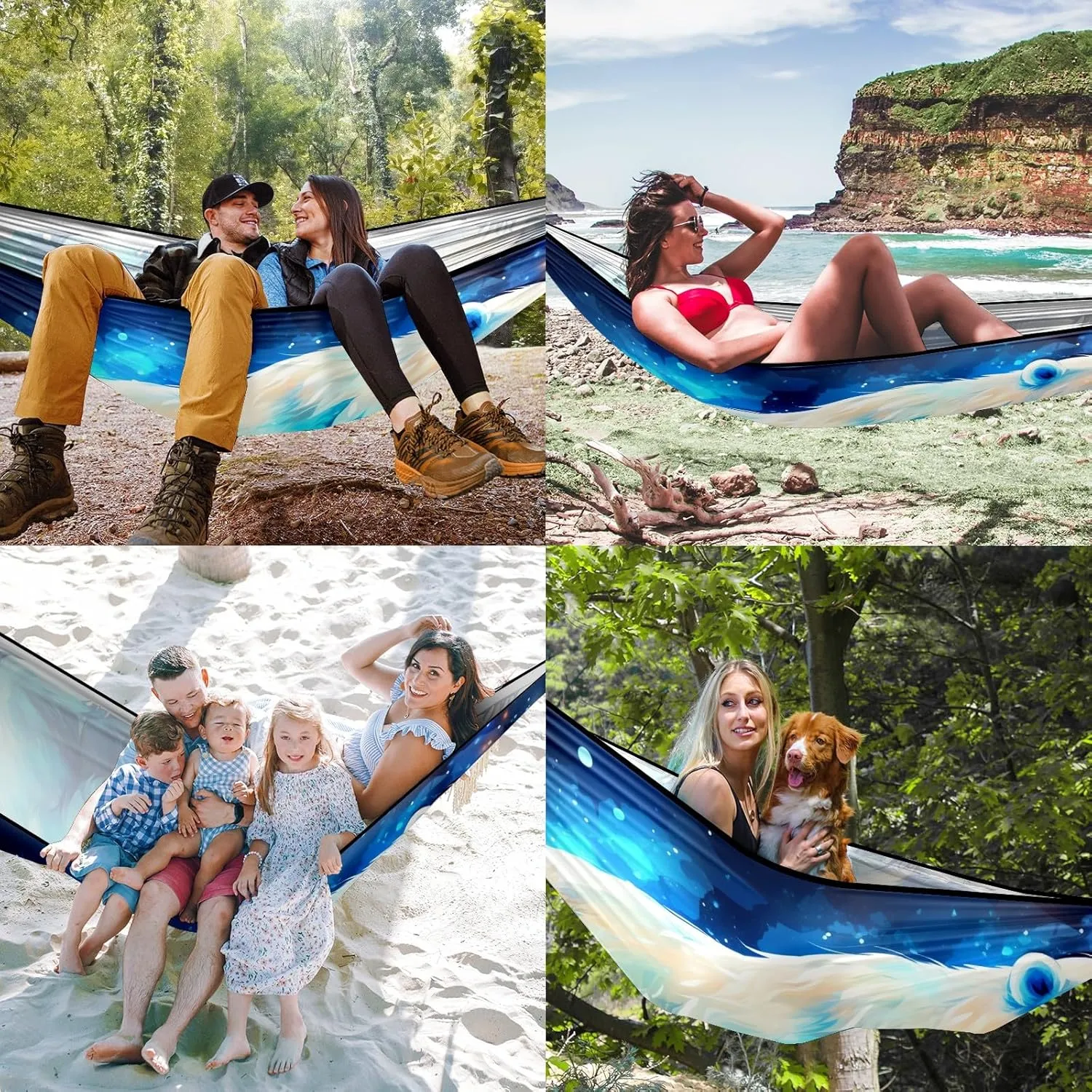 Camping Hammock Double & Single Portable Hammocks with 2 Tree Straps, Great for Hiking,Backpacking,Hunting,Outdoor,Beach,Camping, Polar Bear (43)