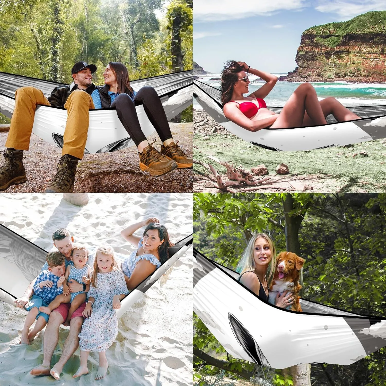 Camping Hammock Double & Single Portable Hammocks with 2 Tree Straps, Great for Hiking,Backpacking,Hunting,Outdoor,Beach,Camping, Rabbit (29)
