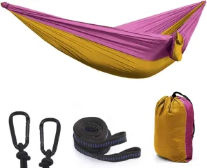 Camping Hammock - Portable Hammock, Best Parachute Double Hammock for Backpacking, Camping, Travel, Beach, Yard.