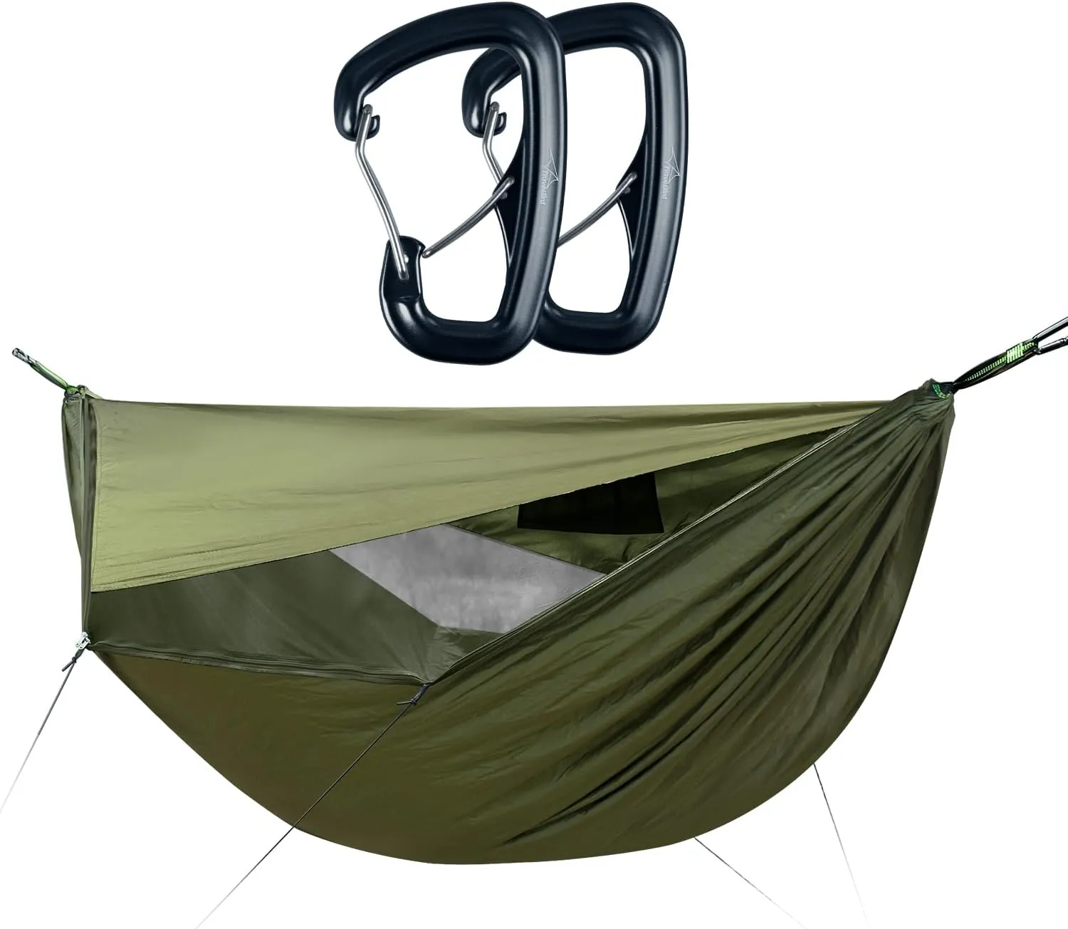 Camping Hammock with Mosquito Net and Sunshade with 2 Carabiner Clip Hooks, Lightweight Portable Hammocks for Outside, Hiking, and Travel