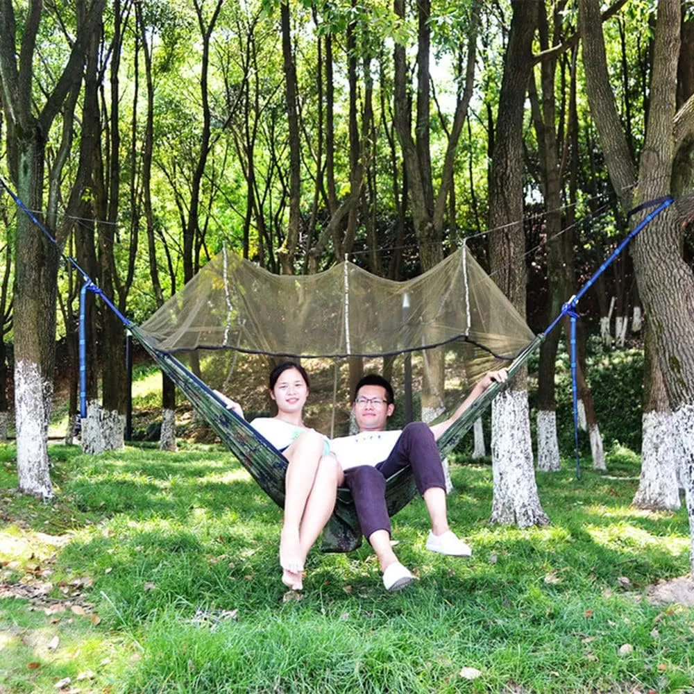 Camping Hammock with Net,Single & Double Tree Hammock Net, Lightweight Nylon Portable Hammock for Outdoor Camping, Lightweight Tree Hammocks (C-Dark Green)