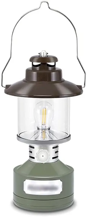 Camping Lantern Retro Camping Lamp Main Body Detachable Portable Hanging Tent Lamp Charging Atmosphere Lighting Lamp Portable Light for Camping Hiking Fishing (Color : Green)