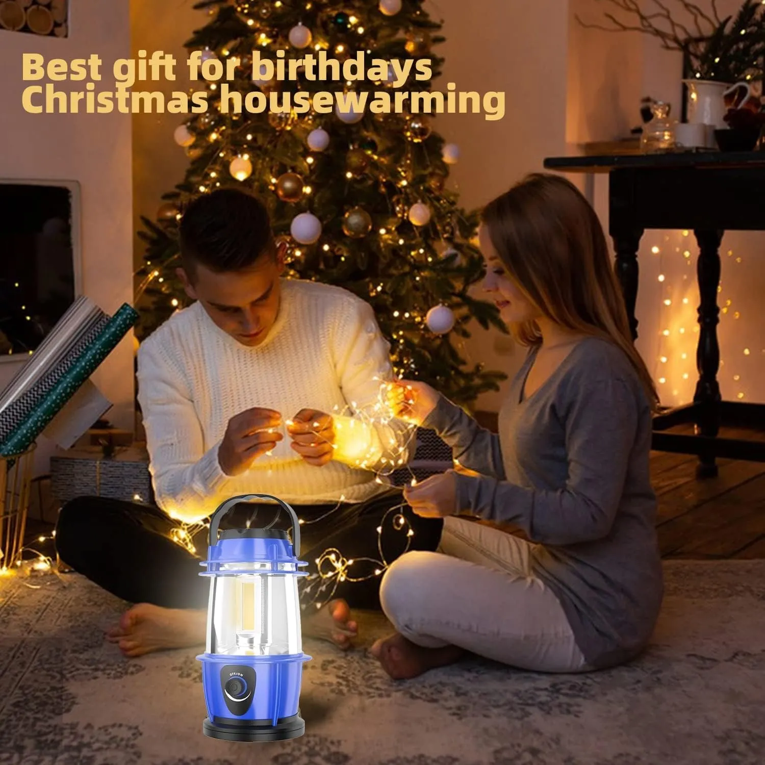 Camping Lantern w/Dimmer Switch Portable Handheld COB Camping Light Battery Powered Led Tent Light Lamp for Camping Emergency Fishing Hiking Power Cuts